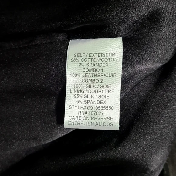 Alice + Olivia Black One Shoulder Cotton Silk Leather Dress Womens Size M - Picture 11 of 12